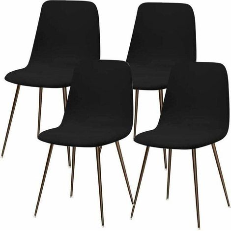 Housse de chaise extensible scandinave, ensemble de 4 housses de chaise de salle à manger modernes et lavables, housse de chaise universelle, noire (1/5)