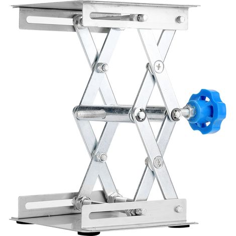 Plateforme élévatrice de laboratoire en acier inoxydable avec support pour ciseaux 100100160 mm (poignée bleue) (1/5)