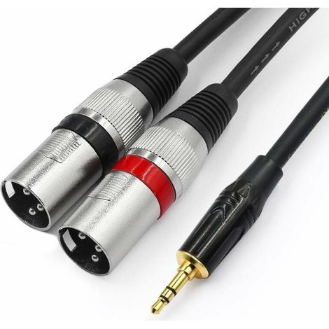 Câble de 3,5 mm vers XLR, câble de raccordement de câble de dérivation stéréo mâle de 3,5 mm à Deux XLR - 1 mètre-LIAIKI (1/5)