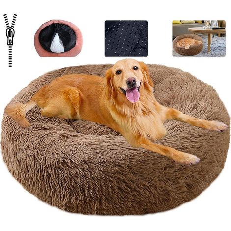 Lit pour animaux de compagnie douillet L-70cm Marron, Lavable, Apaisant, Réduit l'anxiété