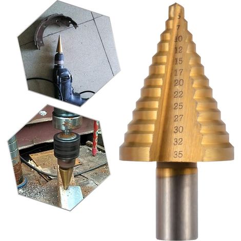 Foret étagé High Speed Steel, titane tige triangulaire Foret étagé rond (1/2)