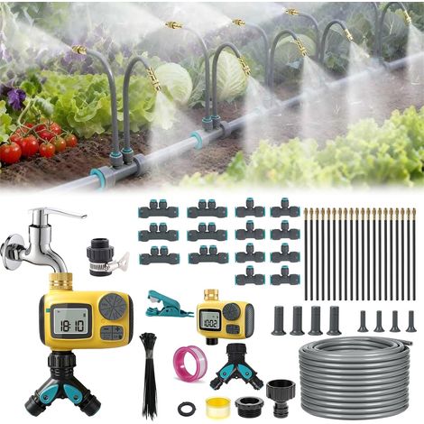 Système d'irrigation Micro Drip System 30 m avec minuterie et 20 buses, système d'arrosage automatique à 360°, convient pour les plantes de jardin, les parterres de fleurs, les jardins, les plantes en (1/5)