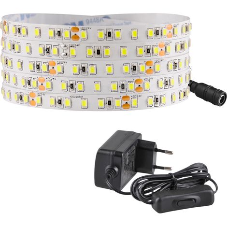 Kit ruban LED 24V 3m 6500K blanc IP20 alim+ON/OFF Polux (1/5)