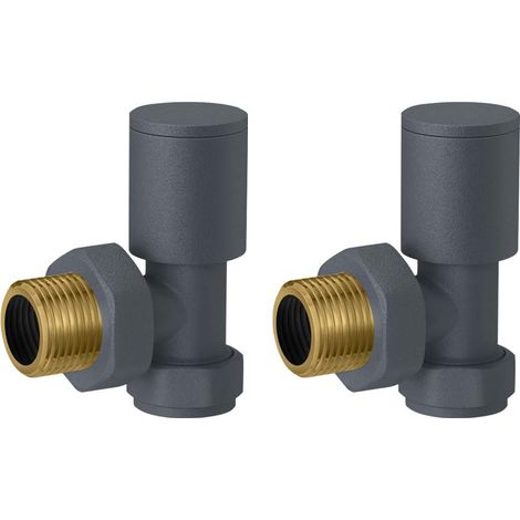 Modern Round Angled Heated Radiator Valves Towel Rail Rad Pair Anthracite 15mm (1/3)