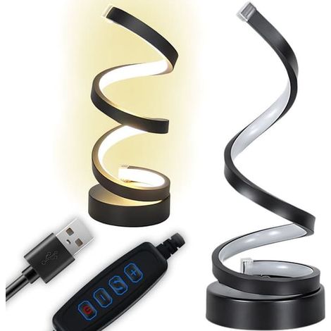 Lampe LED spirale - Lampe de table USB avec contrôle de la lumière et 3 couleurs (1/5)