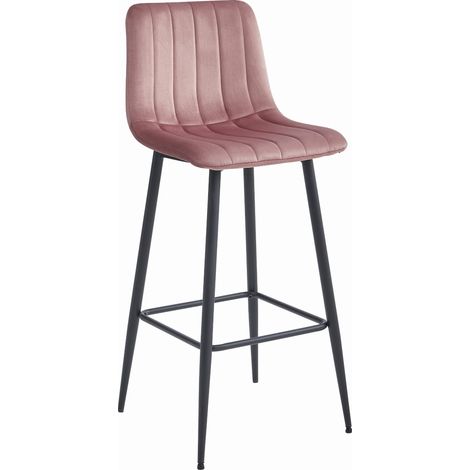 Pozza-Hocker – dunkelrosa Samt / schwarze Beine x 1 (1/5)