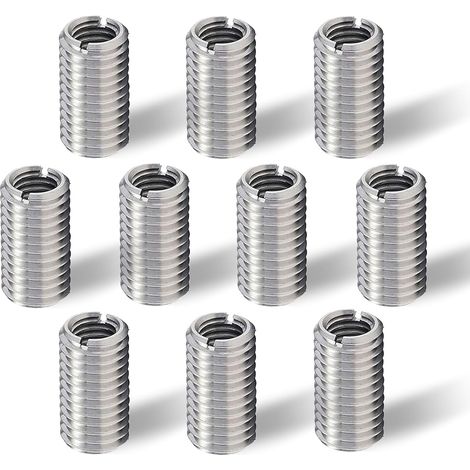 Lot de 10 Inserts Filetés M10 vers M8,15 mm en Acier Inoxydable,Filetage Adaptateurs Manchon Réducteur Écrou,Insert Fileté M10 sur M8,Adaptateur Fileté, Douille Filetée,Kit de Réduction de Filetage (1/5)