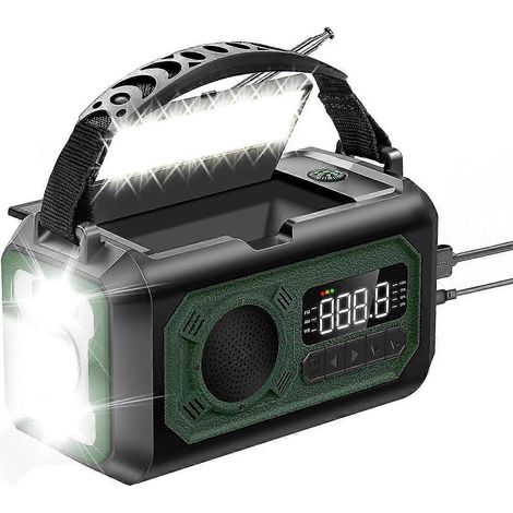 Filiyano – lampe torche intégrée – Radio d'urgence portable AM/FM avec lampe torche intégrée, 12 000 MAH, à manivelle et solaire - Idéale (1/5)