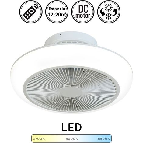 Ventilador de techo con luz silencioso DC con mando Enkel blanco 45 cm invierno-verano color luz regulable (1/4)