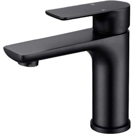 Robinet de salle de bain moderne, robinet d'évier au design élégant, cuisine, mitigeur en acier inoxydable, eau chaude et froide disponible, robinet en acier inoxydable noir- (1/5)