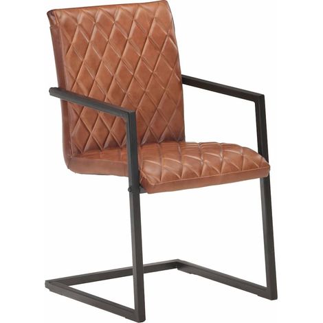 Maison Exclusive - Freischwinger 6 Stk. Braun Echtleder (1/5)