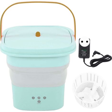 Eosnow Mini -Waschmaschine faltbare kleine Wäsche und trocken mit Abflusskorb für Kinder Kleidung Unterwäsche Apartment Wohnheim Camping 100‑240V Blaugrün EU Stecker (1/5)