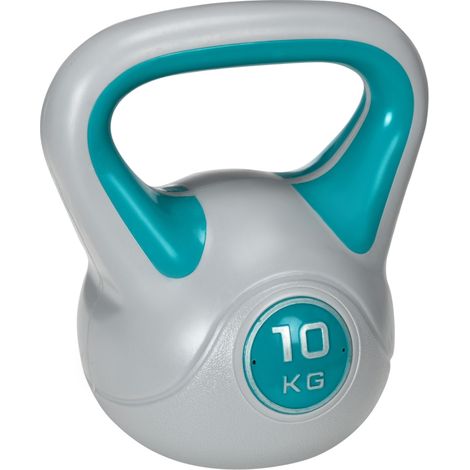 Kettlebell 10 kg ergonomique pour musculation à domicile, dimensions 22 x 16 x 26 cm, couleur bleue idéale pour entraînement fitness (1/5)
