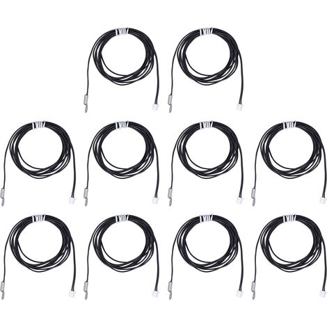 Lot de 10 sondes de température à thermistance NTC, transducteur de température à bornes pressées à froid, 2 mètres, 10 kΩ, B3950