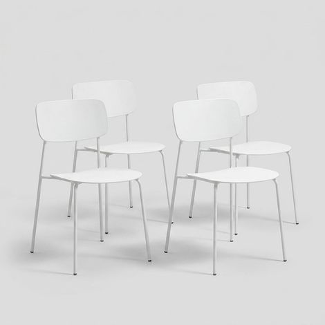Juego de 4 sillas apilables diseño cocina Harlow White