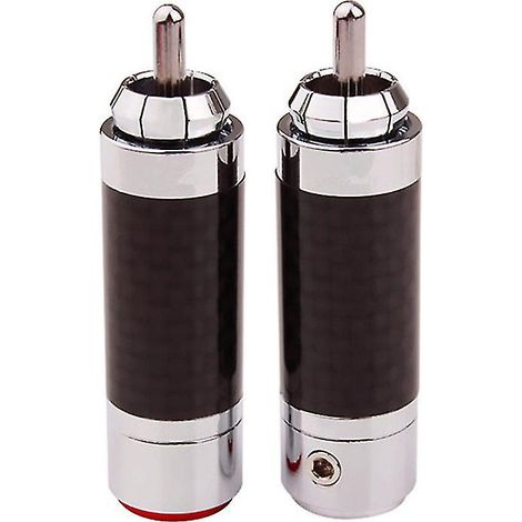 Connecteur RCA mâle pour haut-parleur, adaptateur audio DIY en fibre de carbone et cuivre rhodié, rouge et blanc x (1/5)