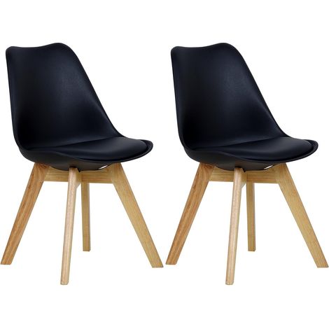 WOLTU Coppia Sedie Cucina Sedia Imbottita Moderna Con Schienale PU Gambe Legno Nero (PU) (1/5)