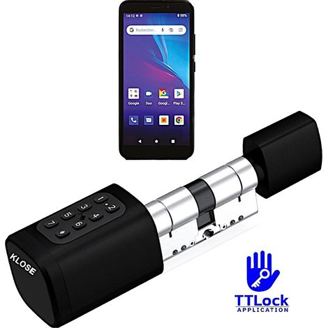 CERRADURA ELECTRÓN. inteligente D1 con apertura/cierre remoto mediante gracias al teléfono inteligente y la aplicación   TT Lock  Negro