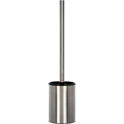 Brosse WC Satin, Faite d'acier Inoxydable, Seau intérieur en polypropylène, Brosse Noire, Mesures 9 x 9 x 38 cm (1/4)