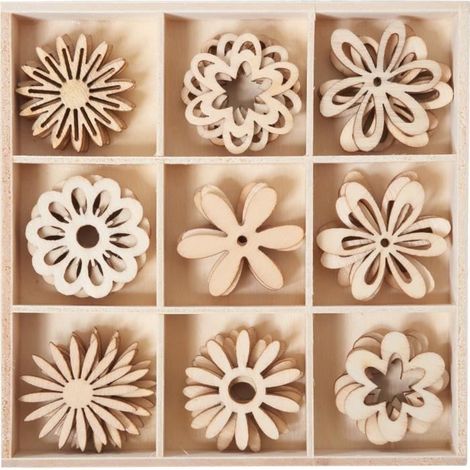 Assortiment de pièces à disperser fleurs - Shari - 45 pièces - Ø 2,8 cm - Blanc - Décoration intérieure