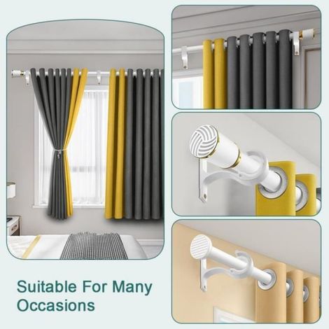 4Pcs Support Tringle Rideau Métal,Fixation Rideau Plafond,Accroche Tringle Rideau,Support Barre Rideau,Porte Tringle Rideau Visser (1/4)