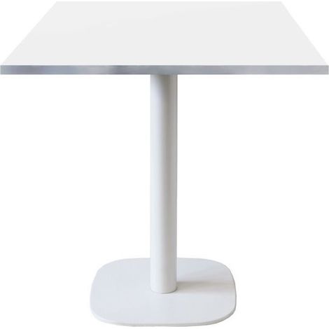 Table 70 x 70 cm - modèle Round pied blanc blanc chants inox