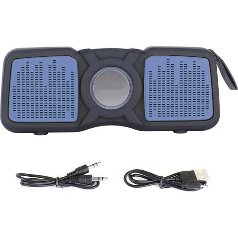 Enceinte Bluetooth portable sans fil avec deux haut-parleurs et lumières colorées bleues