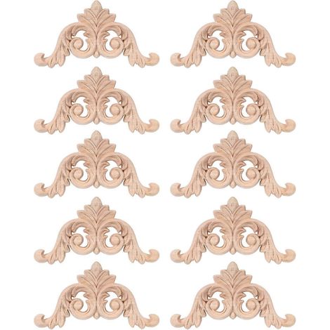 Lot de 10 moulures décoratives en bois sculpté, appliques d'angle pour portes, placards et fenêtres. (1/5)
