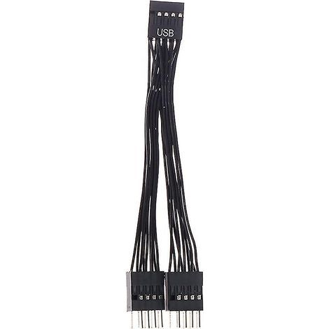 9-poliges USB-Verlängerungskabel für Motherboards, 1 weiblicher Stecker auf 2 männliche Stecker. (1/4)