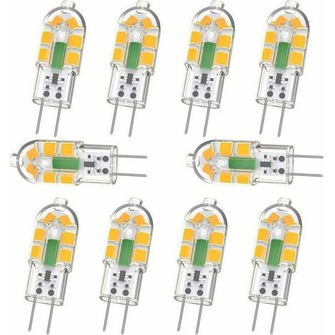 Ampoule G4, Ampoule G4 LED 2W 200LM, Équivalent 20W G4 Ampoule Halogène, Blanc Chaud 3000K, AC/DC 12V, Sans Scintillement, Non Dimmable, Lot de 10,