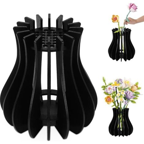 Vase puzzle en bois 1 unité Style rustique moderne Porte-fleurs artificielles Salon (1/5)