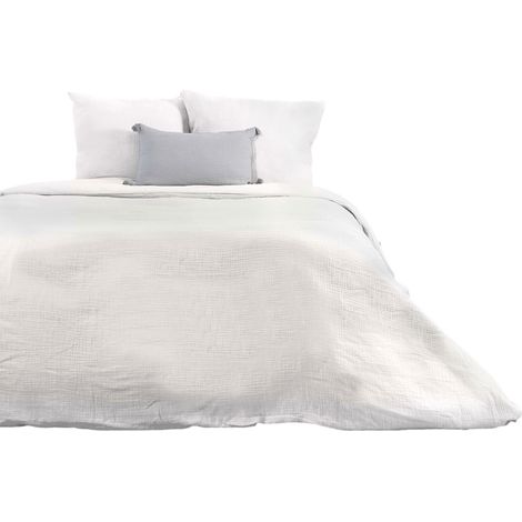 Parure de lit en double gaze de coton Blanc 240x220 cm (1/4)