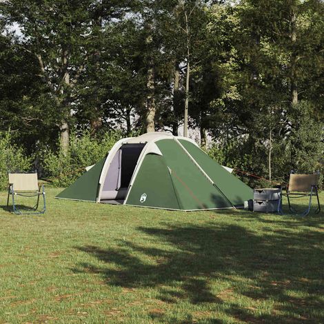 vidaXL Tente Tunnel 4 personne Vert taffetas Imperméable (1/5)