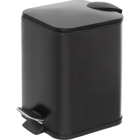 Pattumiera bagno 3lt in acciaio nero con pedale e secchio estraibile