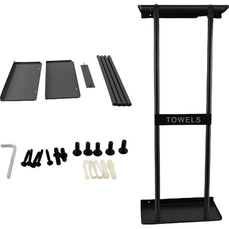 Porte-serviettes mural en métal noir, peu encombrant, pliable et enroulable, pour la maison ou l'hôtel (1/2)