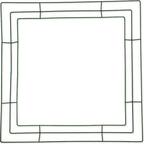 Cerceau carré en fer pour couronne florale et branches suspendues, décoration de fête bricolage mur vert 40 cm (1/3)