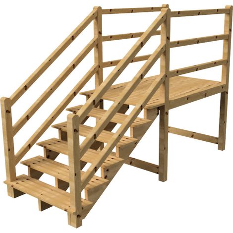MILANO Außentreppe 6 Stufen H105 cm - Podest L189 x B120 cm - Treppengeländer links und rechts - Podestgeländer links und rechts