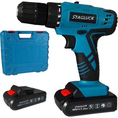 TrAdE Shop Traesio - Trapano Avvitatore A Batteria Litio Valigetta 48v 1.3ah 2 Batterie 2 Velocità - (1/2)