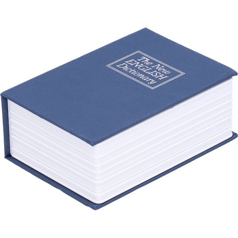 Mini coffre-fort factice en forme de livre, boîte à bijoux et argent avec serrure et clés, bleu, pour la maison ou le bureau (1/5)