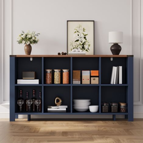 Armoire avec 8 compartiments de rangement, étagère de rangement horizontale pour la cuisine, le salon et la salle à manger, 140 x 34 x 75 cm (1/5)