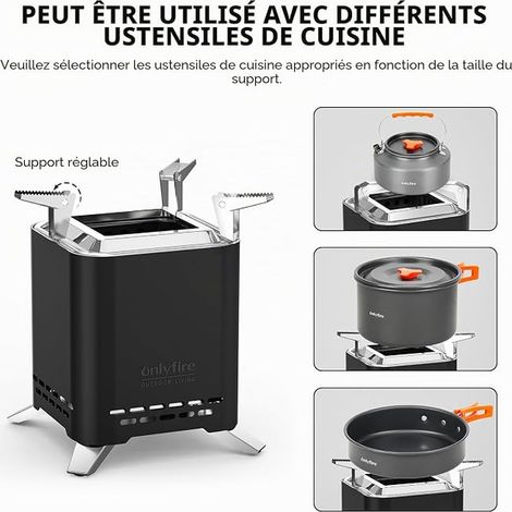 Square Table Fire Pit with Pot Holder and Carry Bag, Mini Outdoor Fire Pit for Pellets and Wood, Portable Smokeless Fire Pit for Garden, Patio, Camping, Black (1/3)