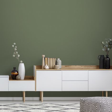 Papier peint uni intissé 1005 x 52 cm – Vert – Raccord libre – Application directe sur mur – Arrachage à sec facile – Superfresco Easy