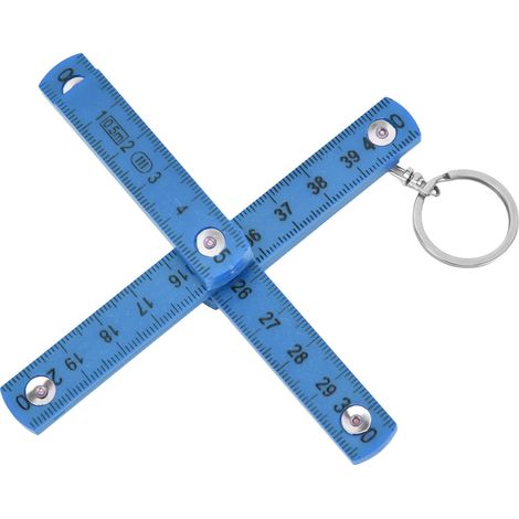 Règle pliante portable en ABS, 0,5 m, avec anneau porte-clés, pour la menuiserie et la pose de carrelage, bleue (1/5)