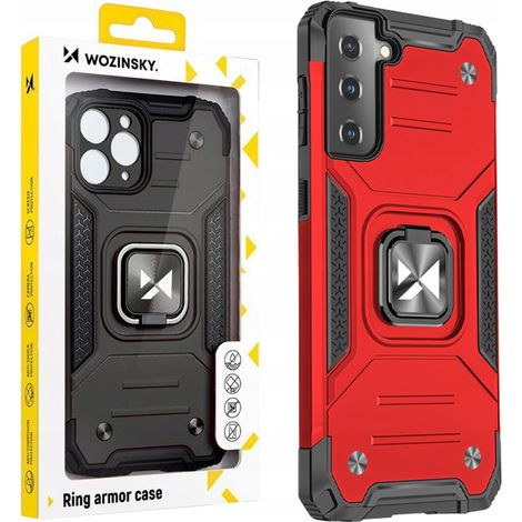 Wozinsky Ring Armor Hybrid-Schutzhülle + Magnethalterung für Samsung Galaxy S22+ (S22 Plus) Rot (1/5)