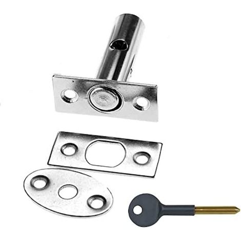 Serrure de fenêtre avec clé Chromée, Blanc, 63 mm (1/2)