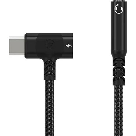 1 adaptateur audio USB-C vers 3,5 mm, charge rapide PD intégrée, alliage, noir, pour smartphones et tablettes (1/5)