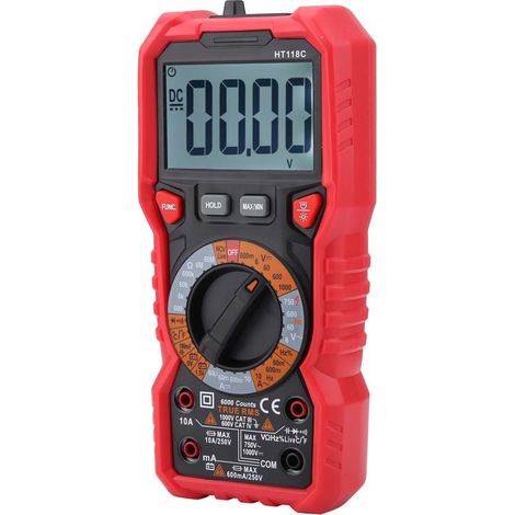 HT118C Hand-Digitalmultimeter AC/DC Volt Ampere Ohm Kapazität Hz Temperaturtester mit Taschenlampe (1/5)