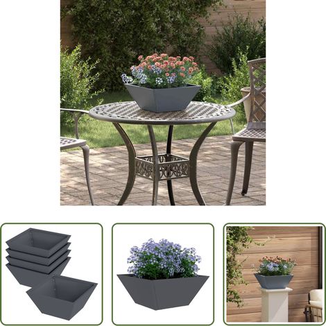 Metallgartenpflanzer - Garten-Pflanzgefäß 5 pcs Anthrazit 35 x 35 x 15 cm (1/5)