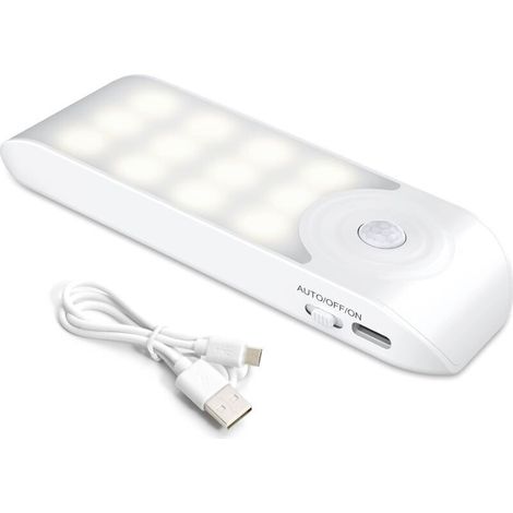 Wiederaufladbares LED-Nachtlicht, automatischer Bewegungsmelder, tragbare magnetische Wandleuchte für Kleiderschrank, Schlafzimmer, Flur, Garderobe, Treppenhaus [1 bis 2 LEDs] [3 Modi]