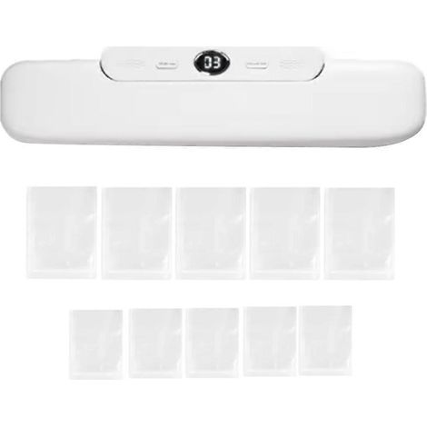 Machine d'emballage sous vide avec 10 sacs sous vide gratuits, prise blanche pour la mise sous vide des aliments à usage domestique (1/5)